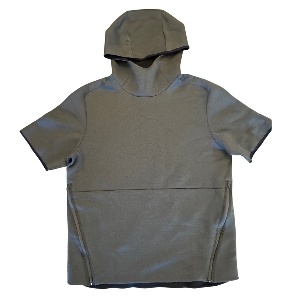 Nike Therma Short Sleeve Scuba Hoodie Side Zip Olive Green Mens XL